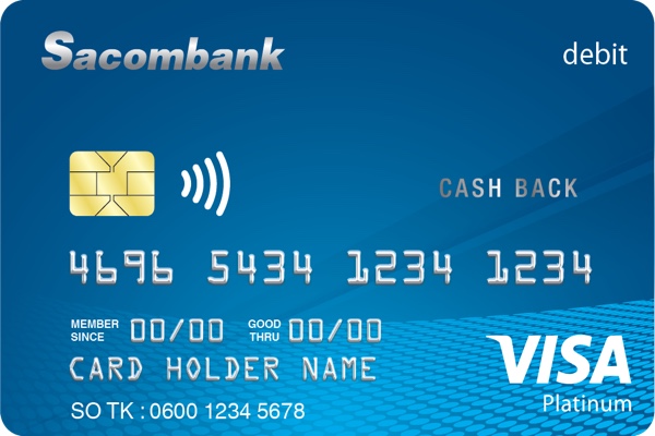 Hình ảnh mẫu thẻ Visa Platinum Cashback Sacombank