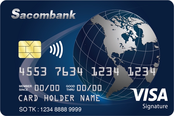 Hình ảnh mẫu thẻ Visa Signature Sacombank