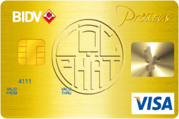 Thẻ BIDV Visa Precious; lãi suất 10,5% – 17,0%/năm, hạn mức 200 triệu đồng